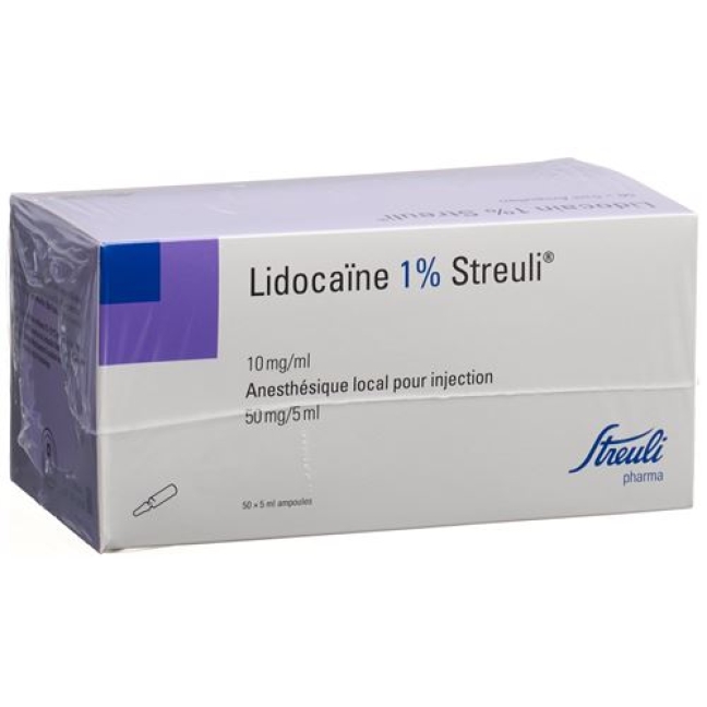 Лидокаин Штройли 2% раствор для инъекций 50 мг / 5 мл 50 ампул по 5 мл