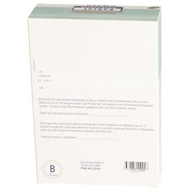 Enbrel 25 mg/0.5 ml 4 Fertigspritzen 0.5 ml