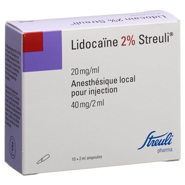 Лидокаин Штройли 2% раствор для инъекций 40 мг / 2 мл 10 ампул по 2 мл