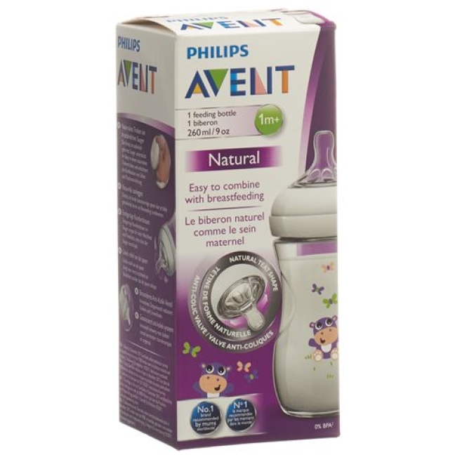 AVENT PHIL NATURN 260ML HIPPO