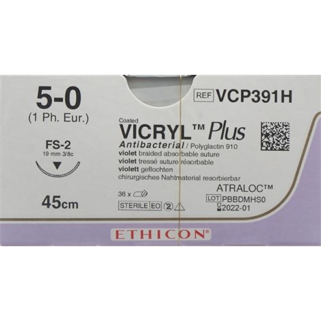 VICRYL PLUS 45CM VIOLETT 5-0 F