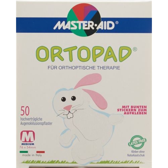 Ortopad Occlusionspflast Medium Weiss 2-4j 50 штук