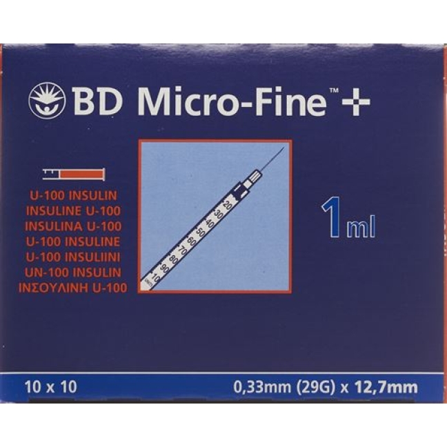 BD Microfine+ U100 Insulin Spritze 0.33мм X 12.7мм 100x 1мл