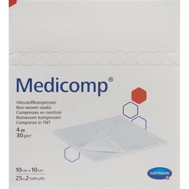 Medicomp Vlieskompressen 10x10см 25 пакетиков 2 штуки