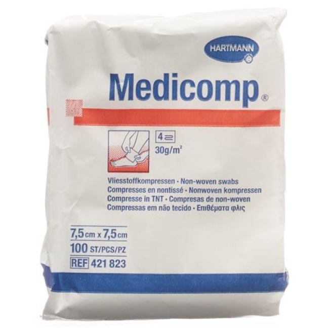 Medicomp Vlieskompressen 7.5x7.5см Nicht Steril 100 штук