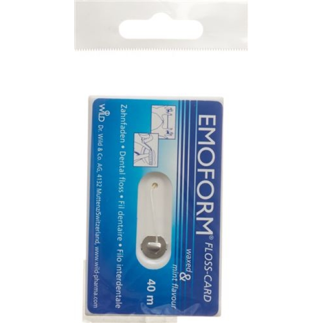 Emoform Floss Card Zahnseide 40m Gewachst Mint