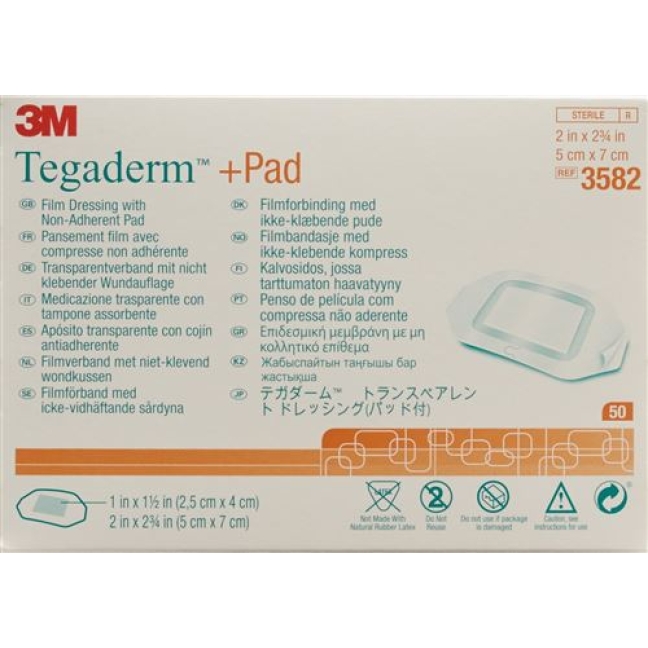 3M Tegaderm + Pad 5x7см / Wundkissen 2.5x4см 50 штук