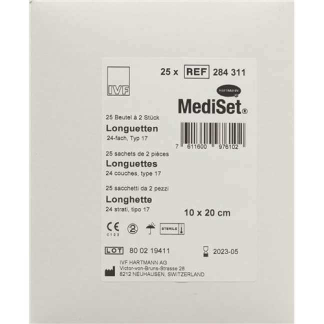 Mediset IVF Longuetten 10x20см T17 24-fach 25x 2 штуки