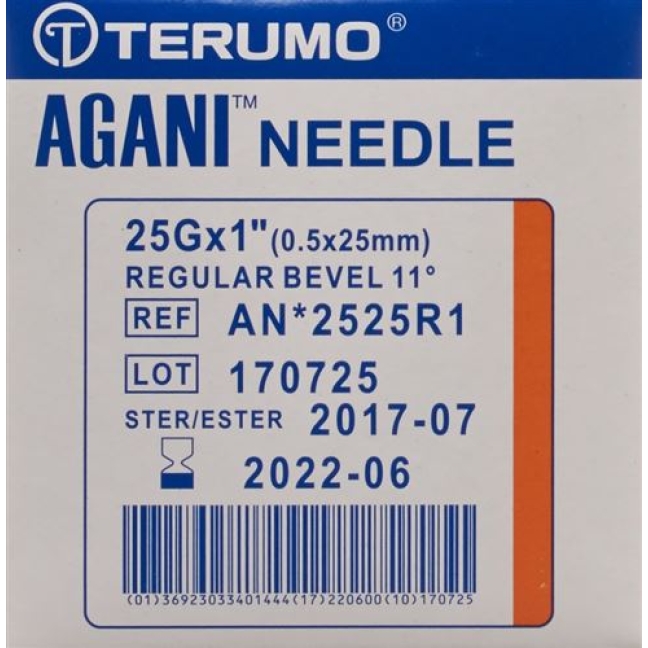 Terumo Agani Einmalkanulen 25г 0.5x25мм Orange 100 штук