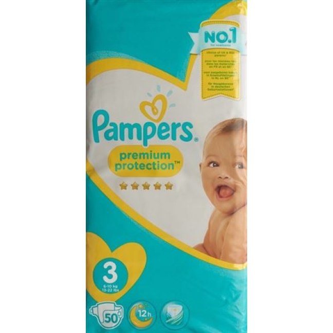 Pampers Prem Prot размер 3 5-9кг Midi Sparp 50 штук