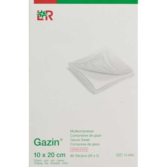 Flawa Gazin Set Mullkompressen 20x10см 12-fach 40x 2 штуки