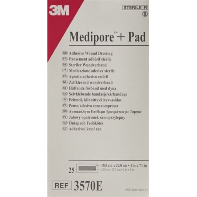 3M Medipore + Pad 10x20см / Wundkissen 5x15.5см 25 штук