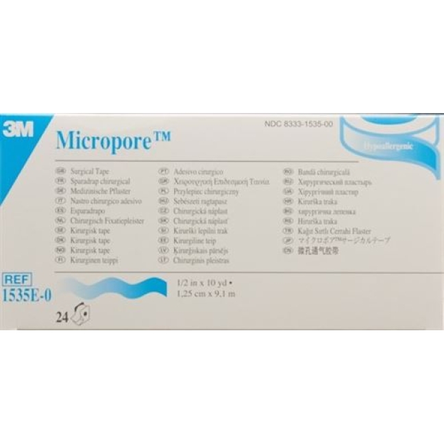 3M Micropore Vlies Heftpflaster mit диспенсер 12мм x 9.14m weiss 24 штуки