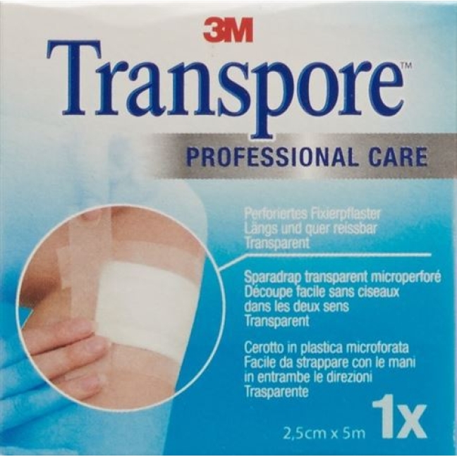 3M Transpore фиксирующий пластырь 25мм x 5m прозрачный Refill