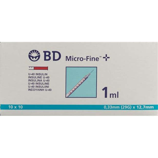 BD Microfine+ U40 Insulin Spritze 100x 1мл