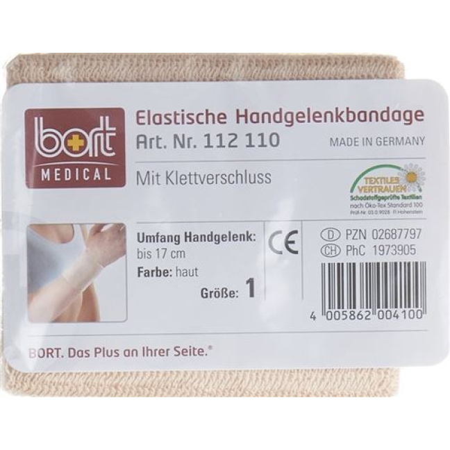 Bort Handgelenkbandage Velcro 8см -17см размер 1 телесный цвет