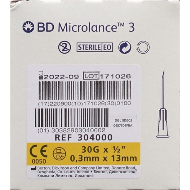 BD Microlance 3 Injektionskanulen 0.3мм x 13мм Gelb 100 штук