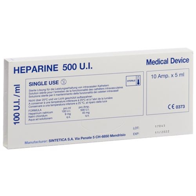 Heparin Sintetica 100 E/ml 10 Ampullen 5 ml