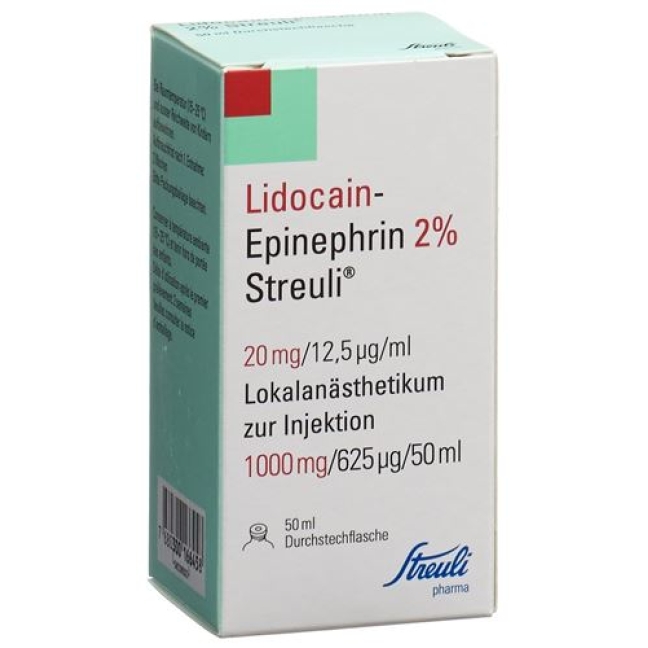 Лидокаин-Эпинефрин Штройли 2% раствор для инъекций 1000 мг / 50 мл 1 флакон 50 мл