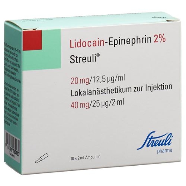 Лидокаин-Эпинефрин Штройли 2% раствор для инъекций 40 мг / 2 мл 10 ампул по 2 мл