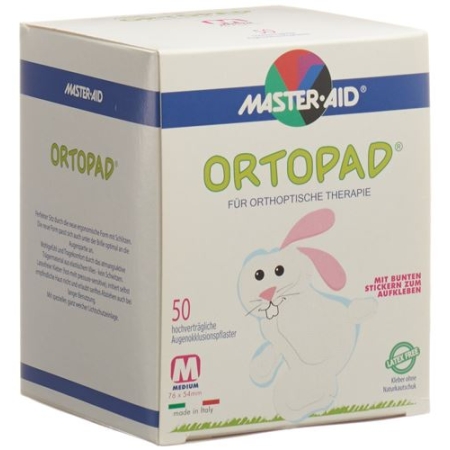 Ortopad Occlusionspflast Medium Weiss 2-4j 50 штук