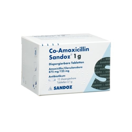 CO Amoxicillin Sandoz 1 g 12 Disp tablets