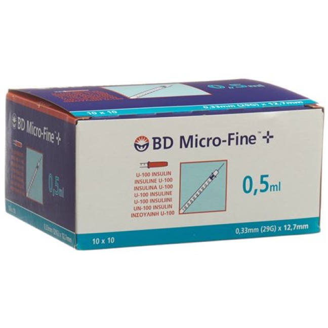 BD Microfine+ U100 Insulin Spritze 0.33мм x 12.7мм 0.5мл