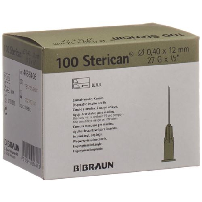 STERICAN NAD 27G 0.40X12MM GRA