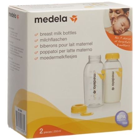 Medela Milchflasche 250мл 2 штуки bedruckt mit Deckel