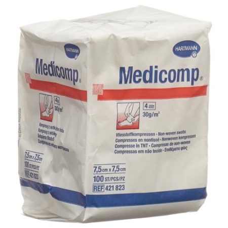 Medicomp Vlieskompressen 7.5x7.5см Nicht Steril 100 штук