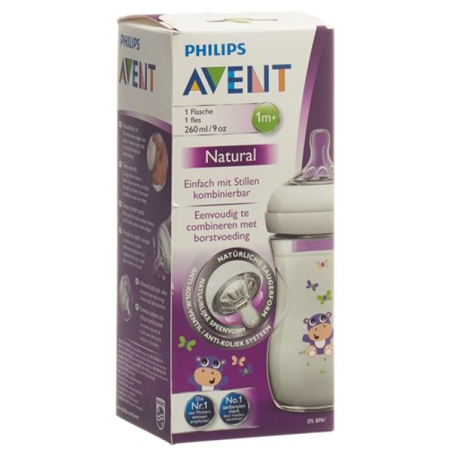 AVENT PHIL NATURN 260ML HIPPO