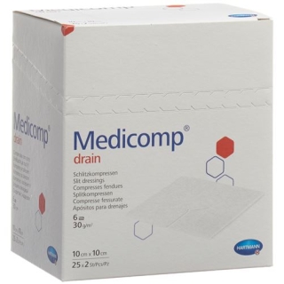 Medicomp Drain Vlieskompressen 10x10см Steril 25 пакетиков 2 шту