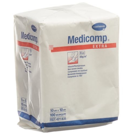 Medicomp Extra Vlieskompressen 10x10см Nicht Steril 100 штук