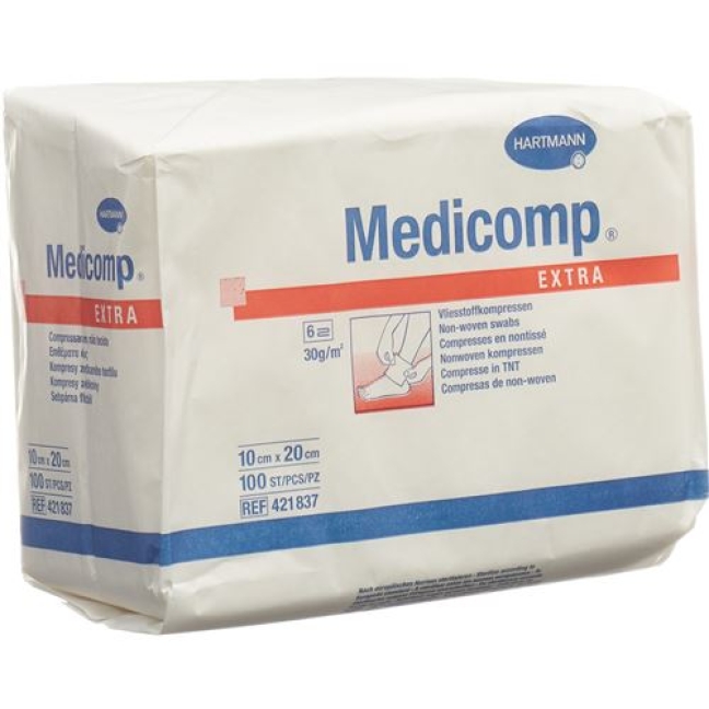 Medicomp Extra Vlieskompressen 10x20см Nicht Steril 100 штук