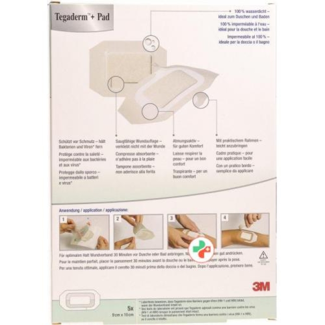 3M Tegaderm + Pad 9x10см / Wundkissen 4.5x6см 5 штук