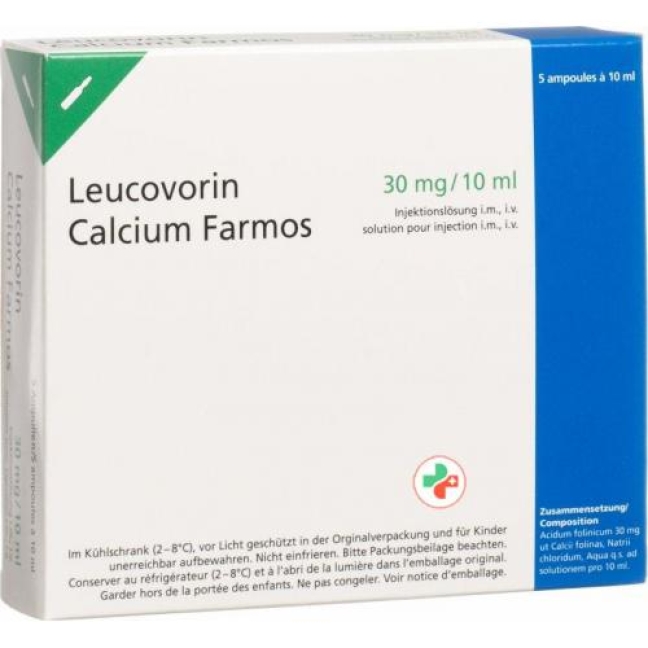 Leucovorin Calcium Farmos 30 mg/10 ml 5 Ampullen 10 ml