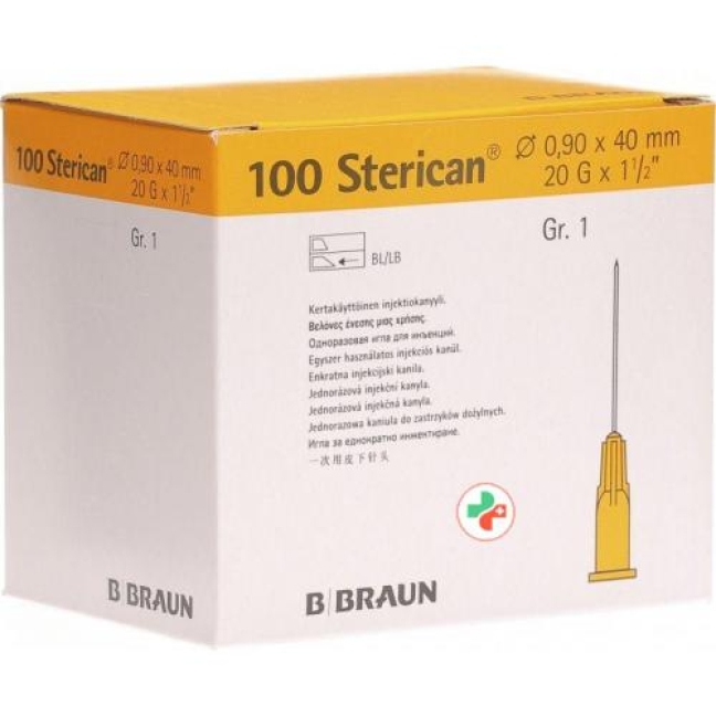 Sterican Nadel 20г 0.90x40мм Gelb Luer 100 штук