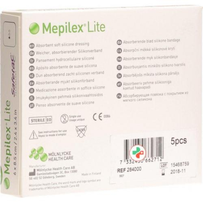 Mepilex Lite Absorptionsverb 6x8.5см Silik 5 штук