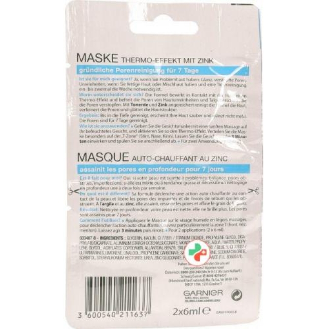 Garnier Pure Maske mit Thermo-Effekt 2x 6мл