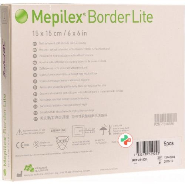 Mepilex Border Lite Silkonschaumve 15x15см 5 штук