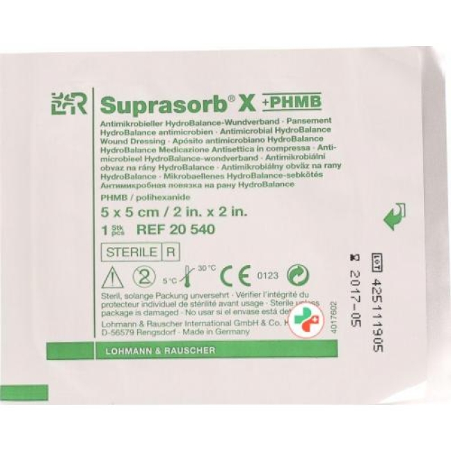 Suprasorb X + Phmb повязка для ран Hydrobalance 5x5см стерильный 5 штук