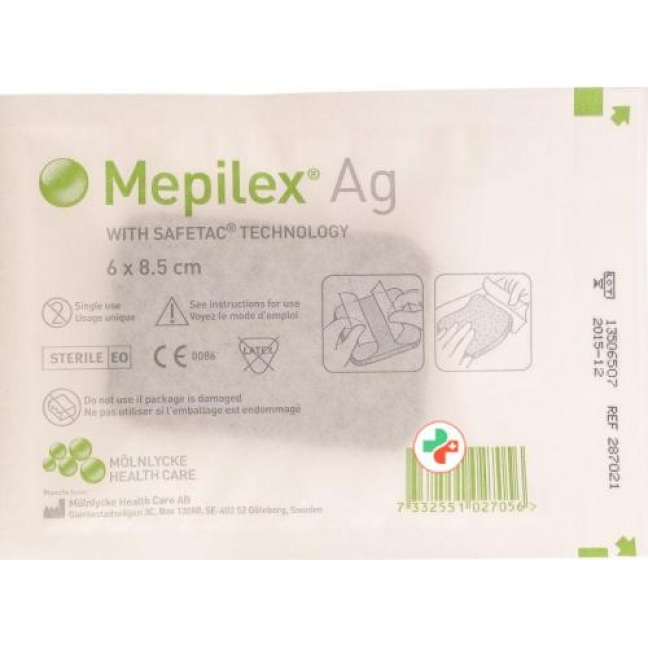 Mepilex Ag Schaumverband Safetac 6x8.5см Sil 5 штук