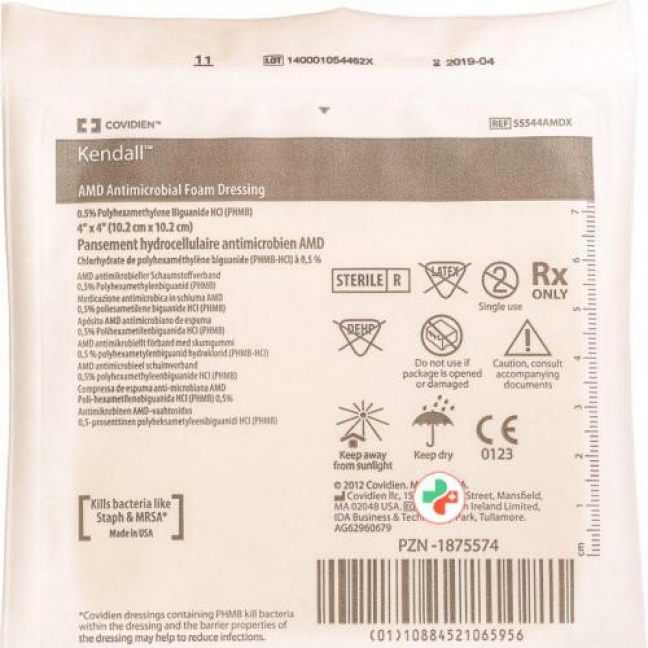 Kendall AMD antimikrobieller Schaumstoffverband 10.2x10.2см 10 ш