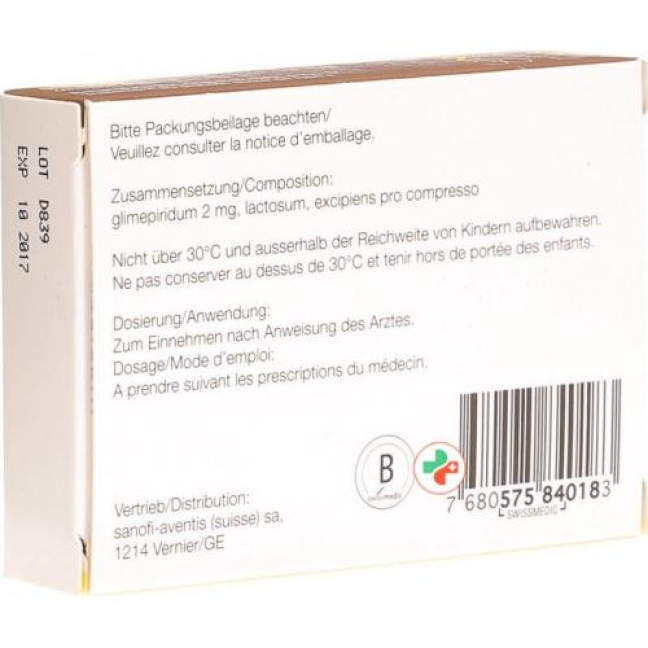 Glimepiride Zentiva 2 mg 30 tablets