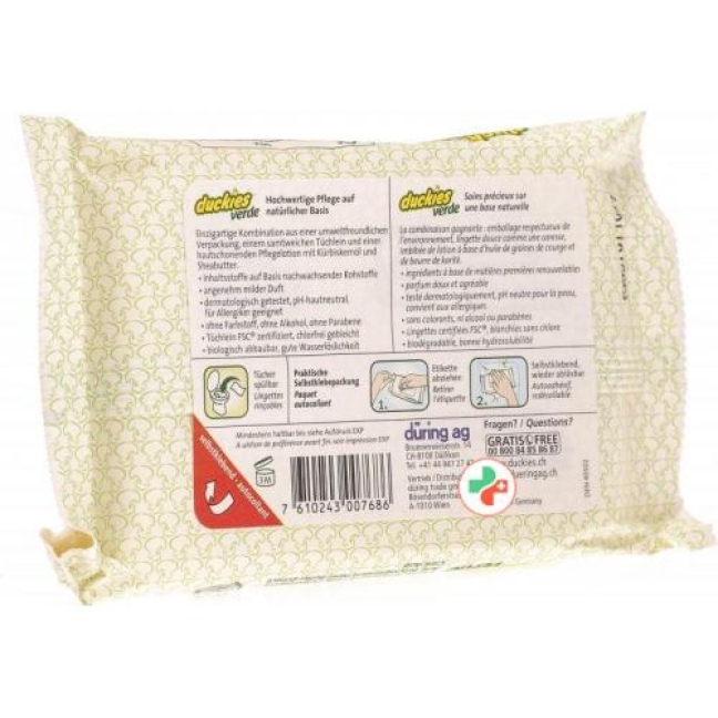 Duckies Verde Feuchtes Toilettenpapier 30 штук