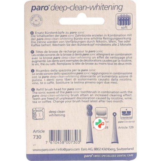 Paro Deep Clean White Ersatzzahnburste Sonic 2 штуки