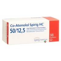 Co-Атенолол Спириг 50/12.5 98 таблеток покрытых оболочкой Co-Атенолол Спириг 50/12.5 98 таблеток покрытых оболочкой