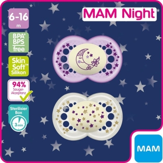 MAM Night Nuggi Silikon 6-16m Girl