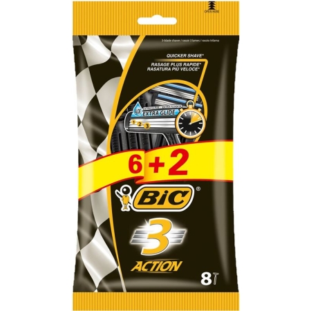 BIC 3 Action 3-Klingenrasierer für Herren 6+2Stk