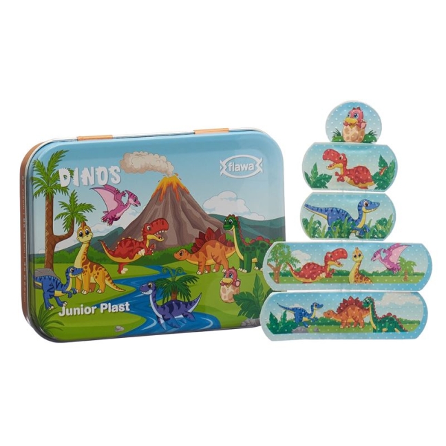 FLAWA Junior Plast Strips Dinos Tin Box